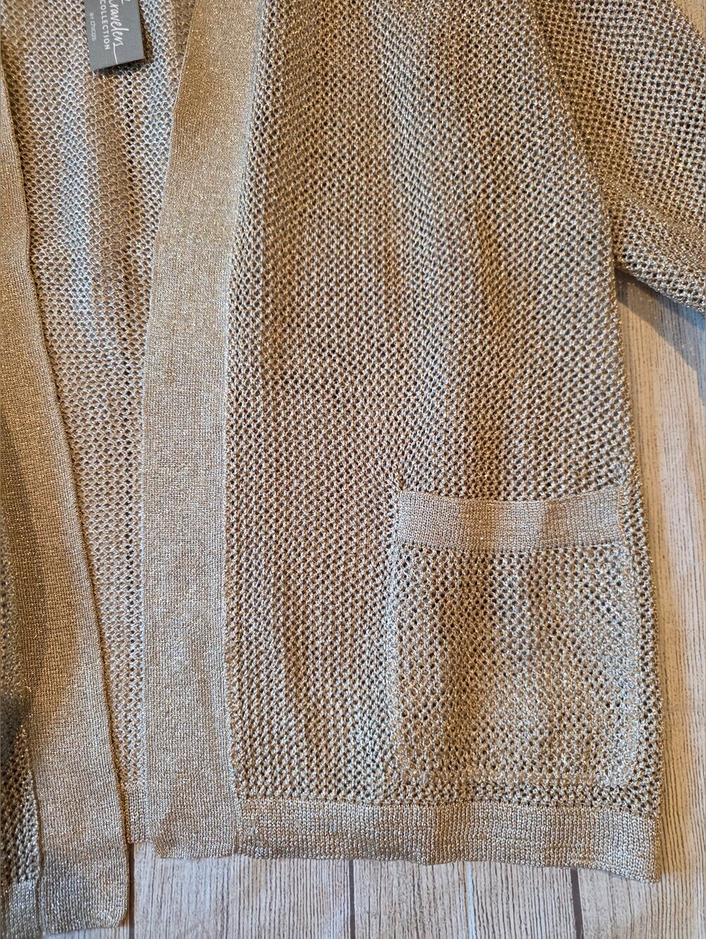 Chico's Travelers Size 3 (XL) RARE Gold Jules Pocket Cardigan Jacket New w/ Tags - Picture 8 of 9